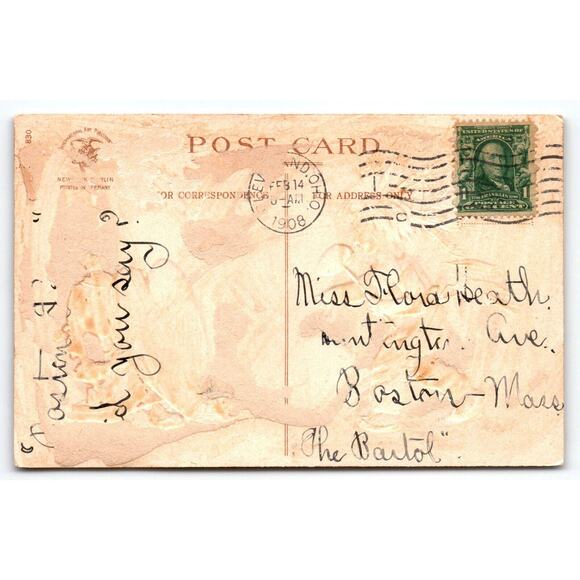 Valentine Postcard Unsigned Ellen Clapsaddle Native American Children 1908 - Picture 2 of 2